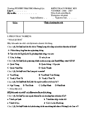 Đề kiểm tra cuối học kì I môn Lịch sử và Địa lý lớp 4 - Năm học 2014-2015 - Trường Tiểu học Thiên Nga